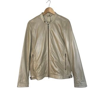 Vintage Unisex Perforated Leather Moto Jacket